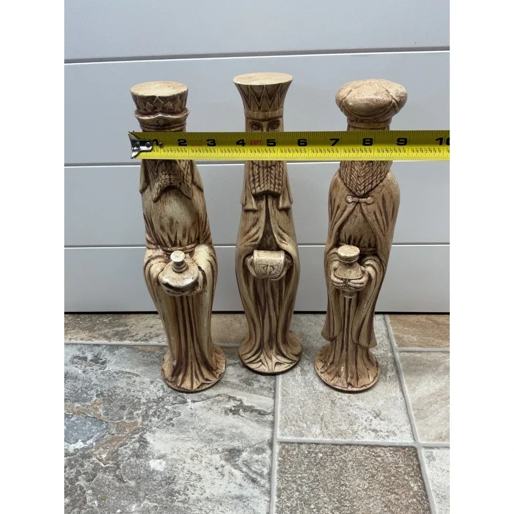 Vintage 1975 Denise Signed Ceramic Three Wise Men Nativity Set 12.5